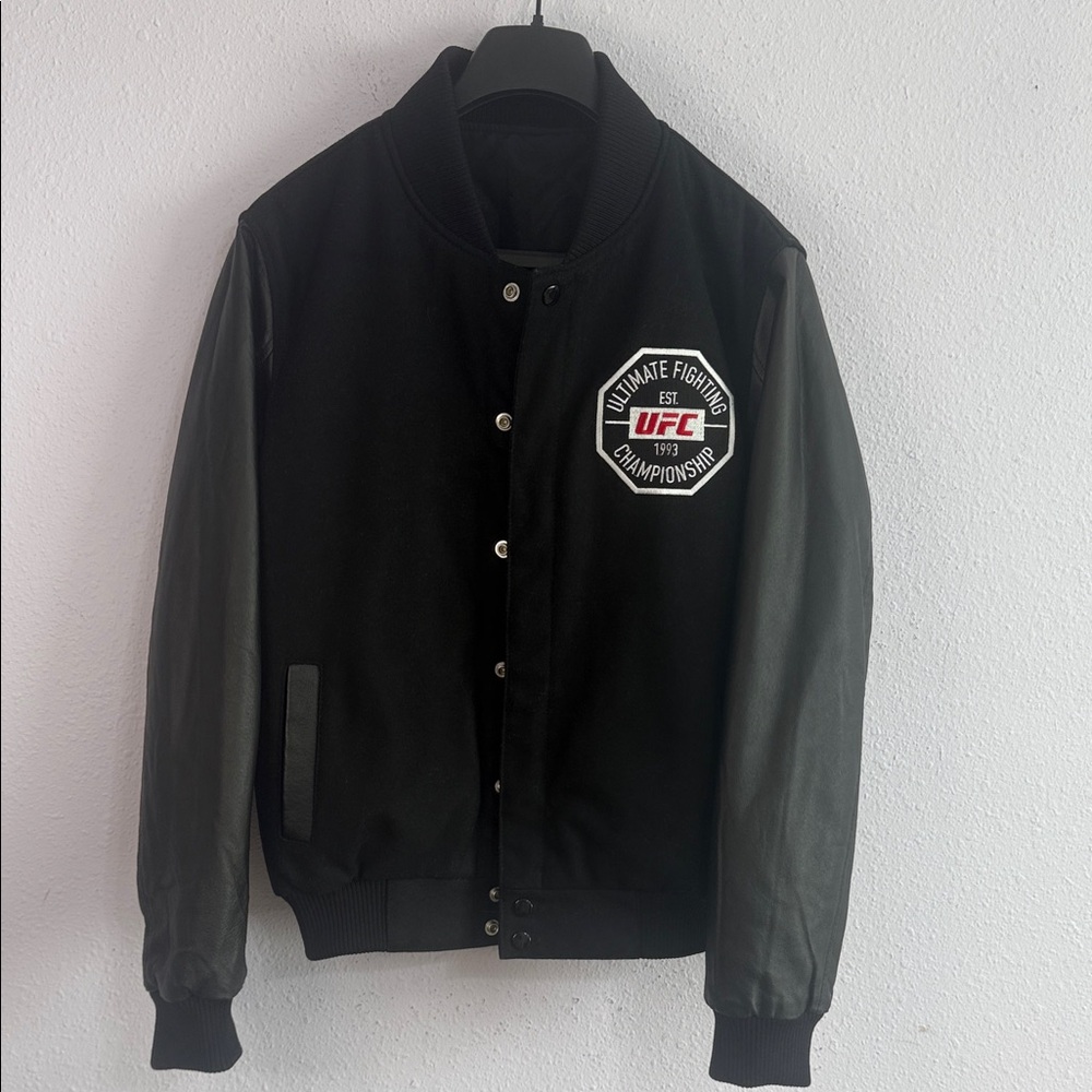 Rare Official UFC Men's Black Leather & Wool  Reversible Jacket Size Medium